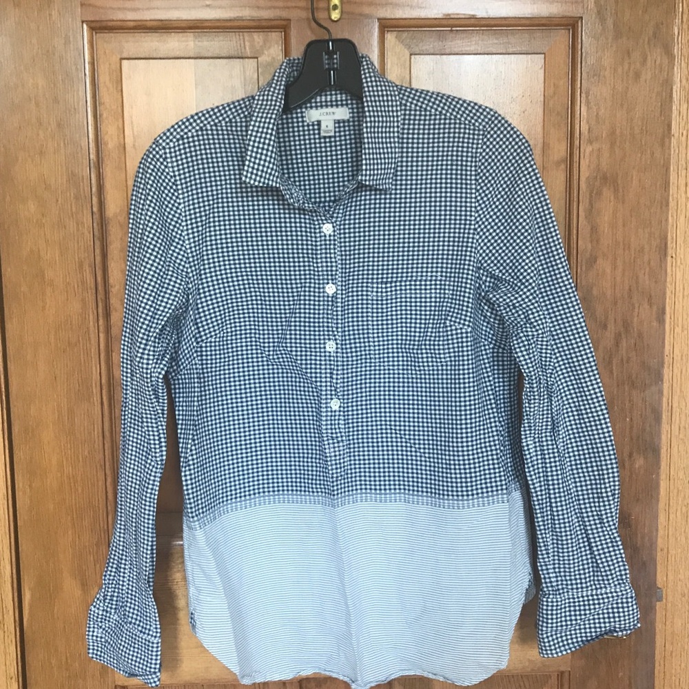 J. Crew Blue pullover button down shirt